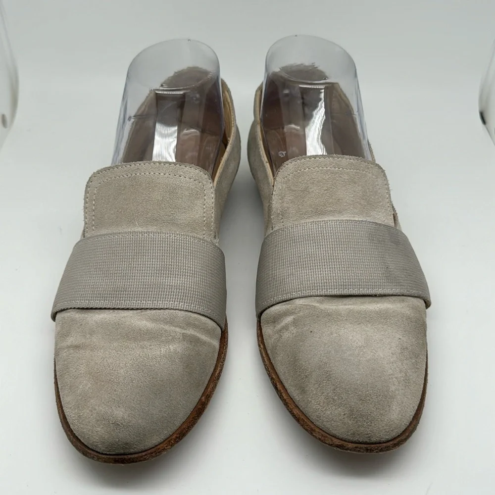 Rag & Bone Amber Gray Off-White Suede Slip‎ on Loafers Shoes Size 37.5